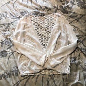 R W&Co Sheer blouse with lace back